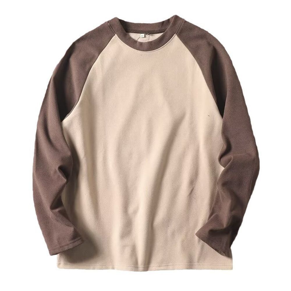 Men's Color-blocked Base Layer Shirt with Double-sided Fleece Lining Long-sleeved T-shirt